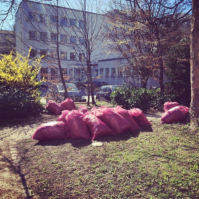 Die rosa-M&uuml;llsack-Bande hat wieder zugeschlagen.