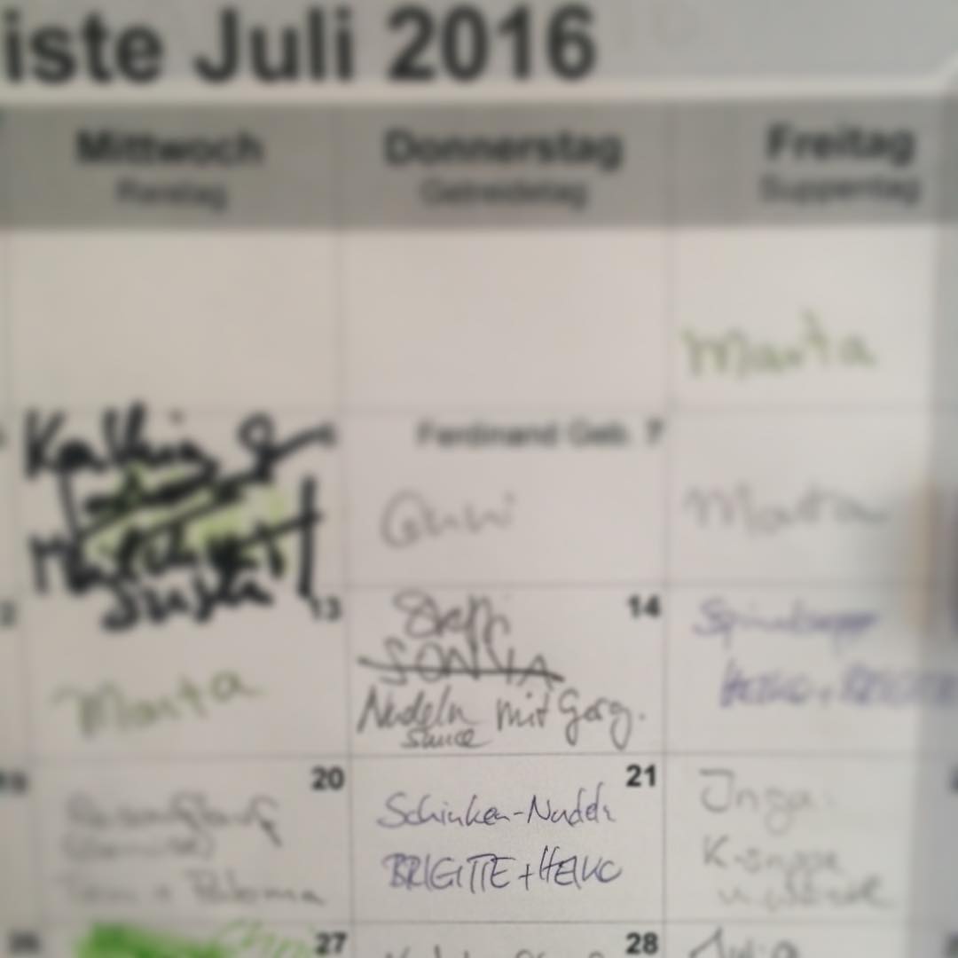 Noch zweimal kochen. Finale am 21.7. mit Schinkennudeln.