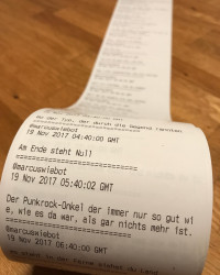 Im November 2017 hab ich auf Twitter einen Bot-Account eingerichtet. Ich hab alle Texte der Band @ke